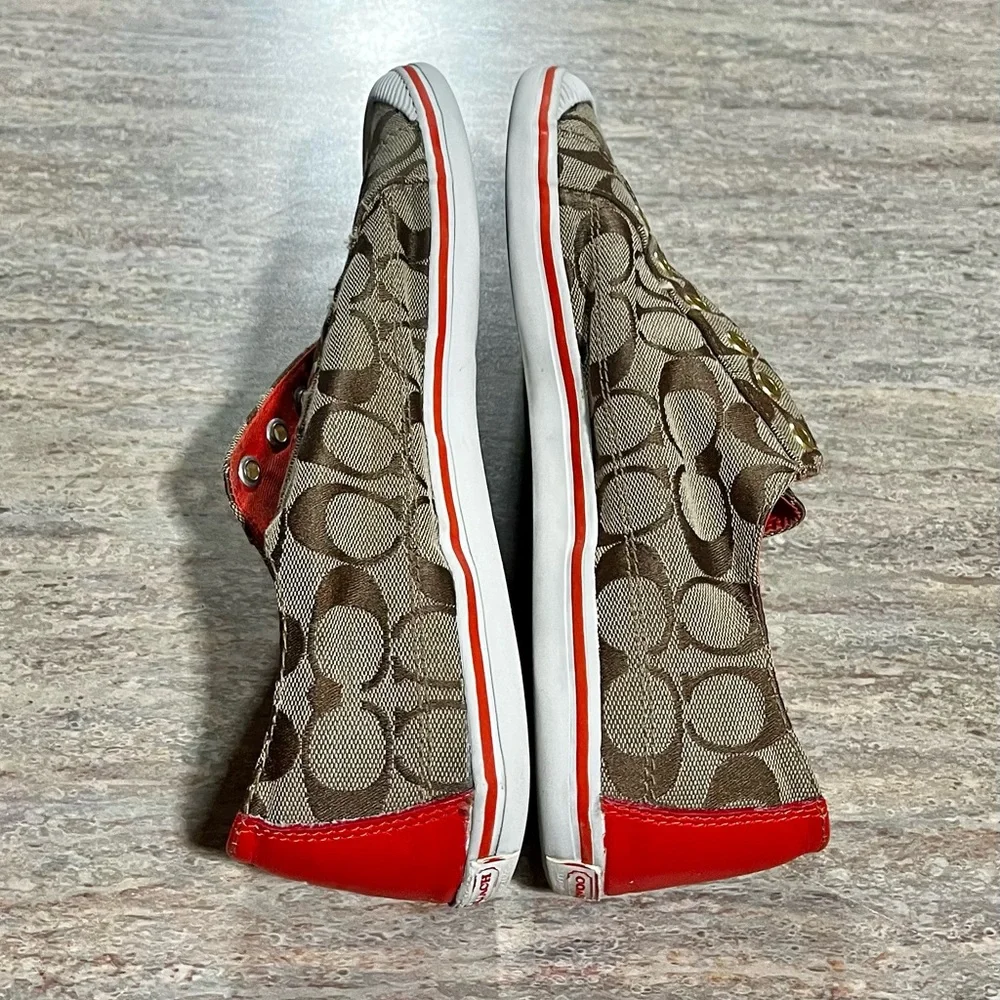Coach Brown and Red Women's Sneakers - Picture 11 of 16